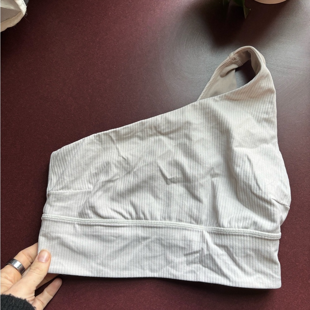 lululemon athletica One-Shoulder Bra in White Shimmer